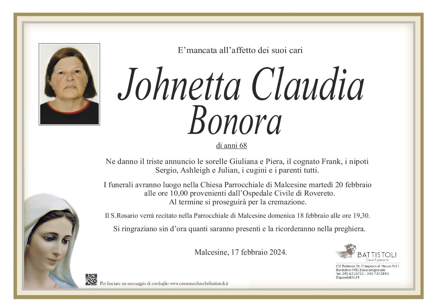 Bonora Johnetta Claudia